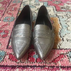 Marc Fisher Pewter Snakeskin Loafers (Size 8)
